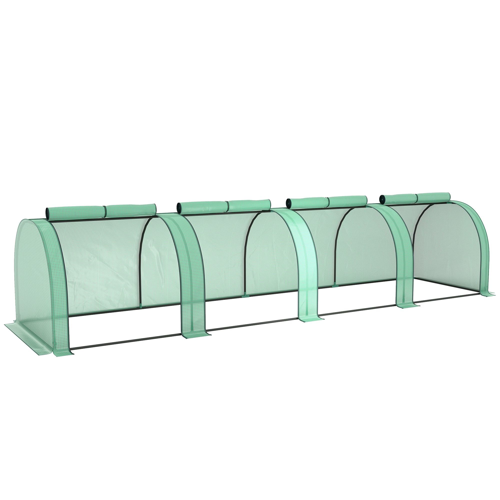 Mini Garden Greenhouse mini tunnel greenhouse tomato greenhouse 4 x 1 x 0.8 m Steel High-density PE 140 g/m² Anti-UV 4 doors with Roll-up Zip Green