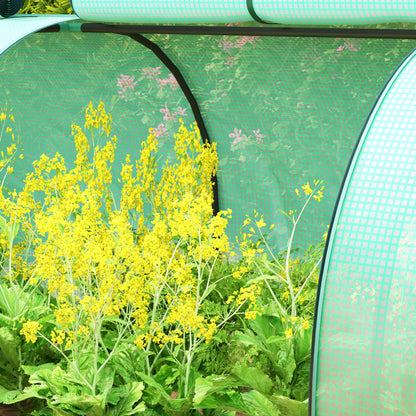 Mini Garden Greenhouse mini tunnel greenhouse tomato greenhouse 4 x 1 x 0.8 m Steel High-density PE 140 g/m² Anti-UV 4 doors with Roll-up Zip Green