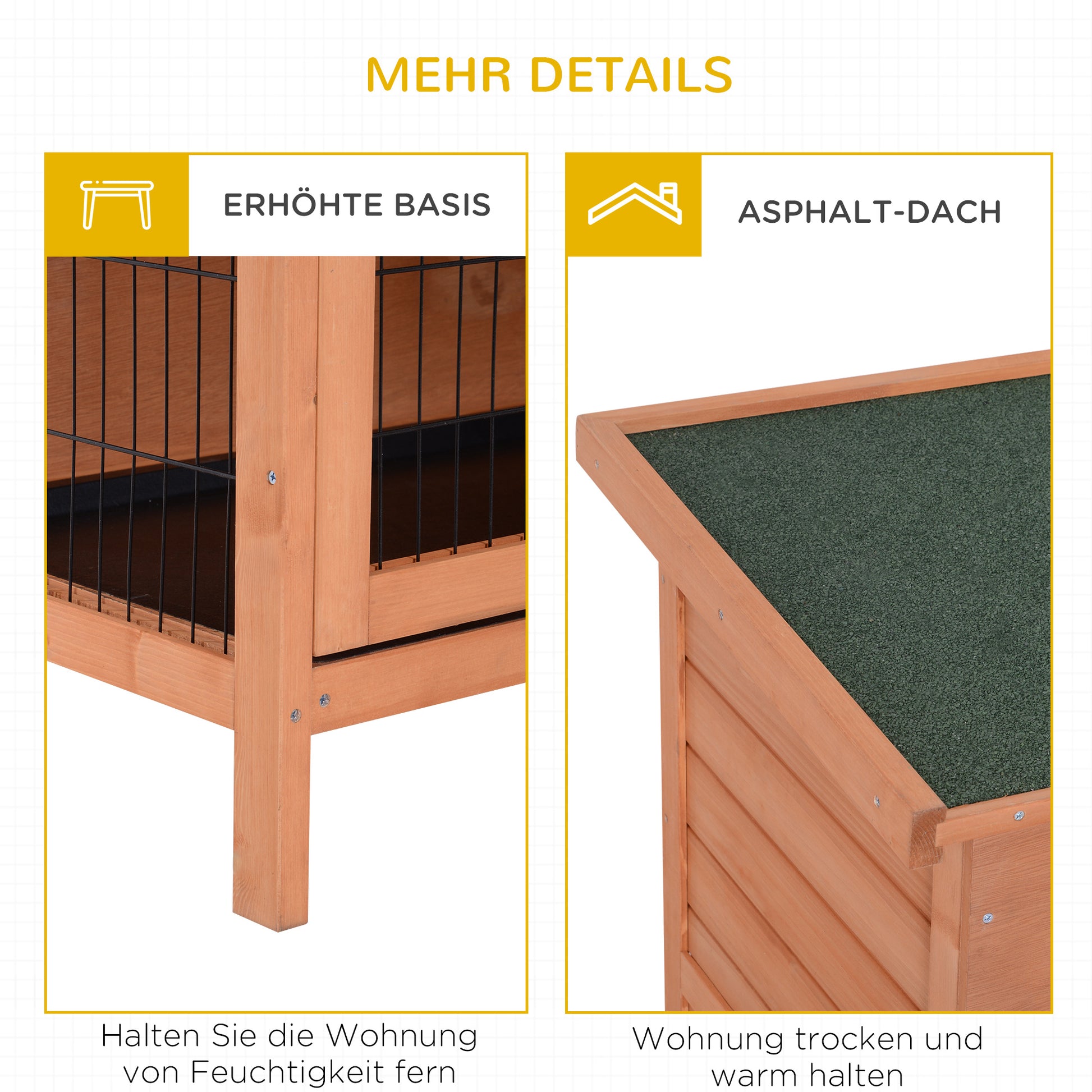 Small Animal Hutch Small Animal Cage Small Animal House Guinea Pig Hutch Double-storey Fir Wood Orange 136.4cm x 50cm x 93cm