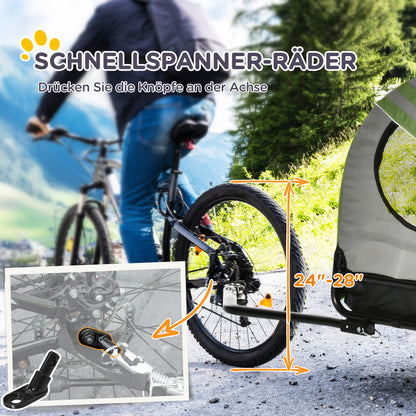 2-in-1 Dog Trailer & Dog Buggy, Dog Bike Trailer Bicycle Trailer, Dog Wagon with Reflectors for Medium-Sized Dogs up to 20 kg, Oxford Fabric, Green