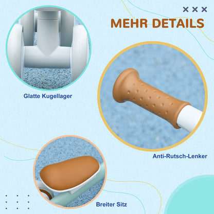 Kids Balance Bike from 1 Year Baby up to 20 kg Toddler Bike with TPU Wheels Basket Adjustable Seat Saddle Kids Balance Bike Gifts for Boys Girls Toys Green+White