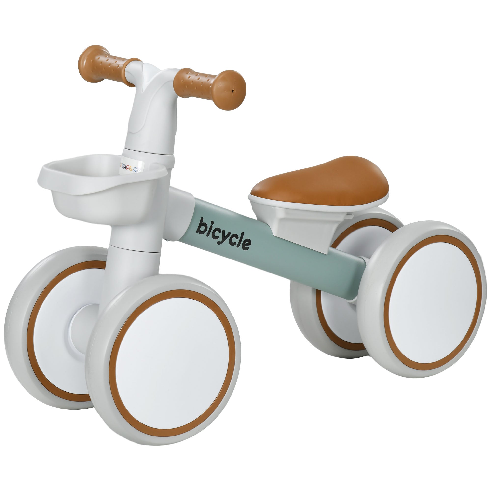 Kids Balance Bike from 1 Year Baby up to 20 kg Toddler Bike with TPU Wheels Basket Adjustable Seat Saddle Kids Balance Bike Gifts for Boys Girls Toys Green+White