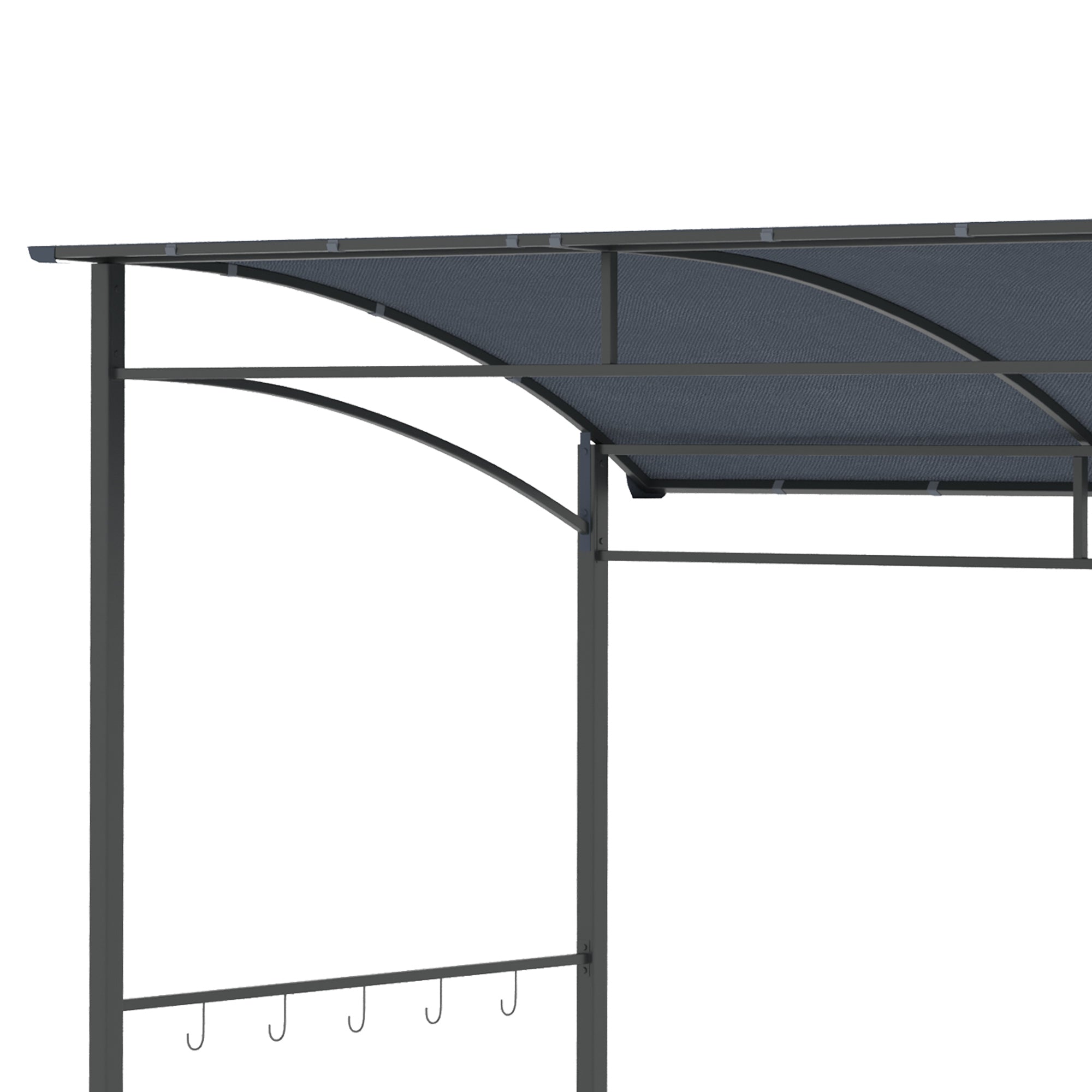 Grill Pavilion 215 x 150 x 220 cm Water-Repellent Garden Pavilion with Curved Roof, Garden Arbour with Hooks, BBQ Pavilion, Garden Tent Grill Tent Party Tent for Garden Party Picnic BBQ, Gray