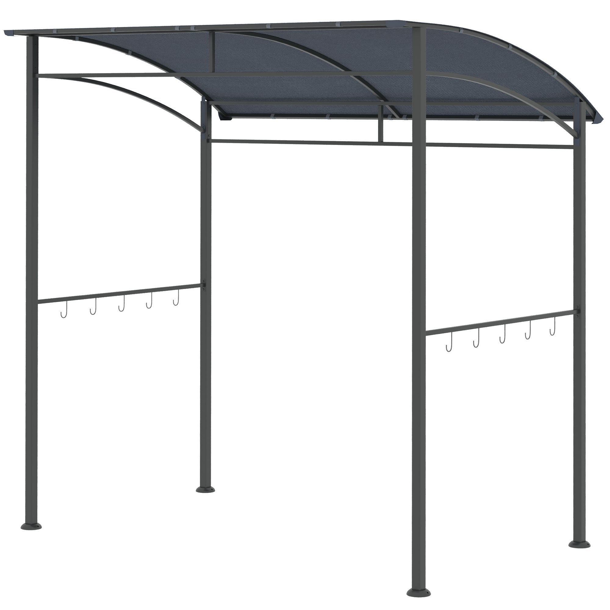 Grill Pavilion 215 x 150 x 220 cm Water-Repellent Garden Pavilion with Curved Roof, Garden Arbour with Hooks, BBQ Pavilion, Garden Tent Grill Tent Party Tent for Garden Party Picnic BBQ, Gray