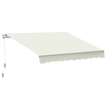 Manual Retractable Awning 295 x 245 cm Outdoor Terrace Awning with Crank, Adjustable Angle 45°-85°, Aluminum and Polyester 280 g/m², Patio Awning Cream