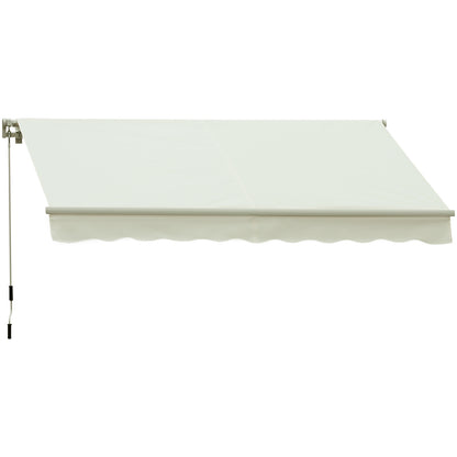 Manual Retractable Awning 295 x 245 cm Outdoor Terrace Awning with Crank, Adjustable Angle 45°-85°, Aluminum and Polyester 280 g/m², Patio Awning Cream