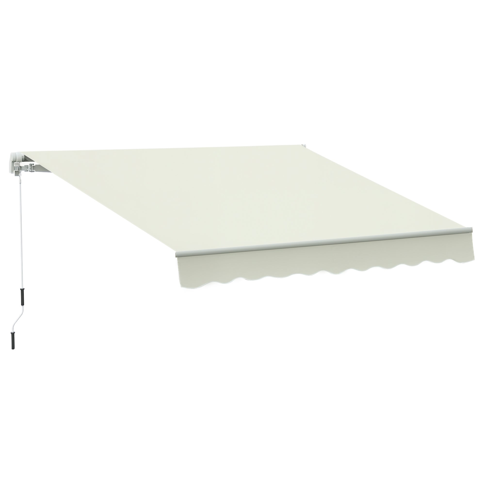 Manual Retractable Awning 295 x 245 cm Outdoor Terrace Awning with Crank, Adjustable Angle 45°-85°, Aluminum and Polyester 280 g/m², Patio Awning Cream
