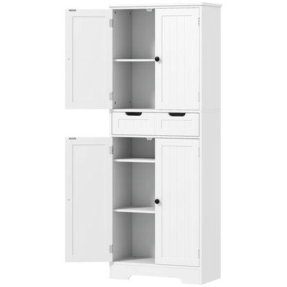 Bathroom Cabinet, Storage Cabinet with Drawer, Doors Cupboard, Adjustable Shelf, Bathroom, Kitchen, Living Room, 60 x 30 x 160 cm, White