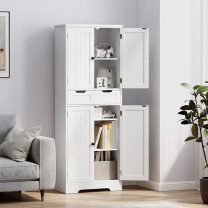 Bathroom Cabinet, Storage Cabinet with Drawer, Doors Cupboard, Adjustable Shelf, Bathroom, Kitchen, Living Room, 60 x 30 x 160 cm, White