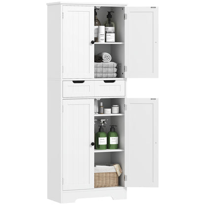 Bathroom Cabinet, Storage Cabinet with Drawer, Doors Cupboard, Adjustable Shelf, Bathroom, Kitchen, Living Room, 60 x 30 x 160 cm, White