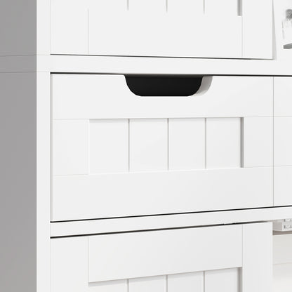 Bathroom Cabinet, Storage Cabinet with Drawer, Doors Cupboard, Adjustable Shelf, Bathroom, Kitchen, Living Room, 60 x 30 x 160 cm, White