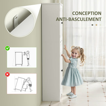 Bathroom Cabinet, Storage Cabinet with Drawer, Doors Cupboard, Adjustable Shelf, Bathroom, Kitchen, Living Room, 60 x 30 x 160 cm, White