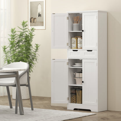 Bathroom Cabinet, Storage Cabinet with Drawer, Doors Cupboard, Adjustable Shelf, Bathroom, Kitchen, Living Room, 60 x 30 x 160 cm, White