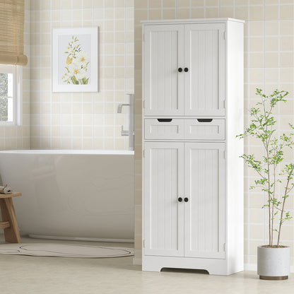 Bathroom Cabinet, Storage Cabinet with Drawer, Doors Cupboard, Adjustable Shelf, Bathroom, Kitchen, Living Room, 60 x 30 x 160 cm, White