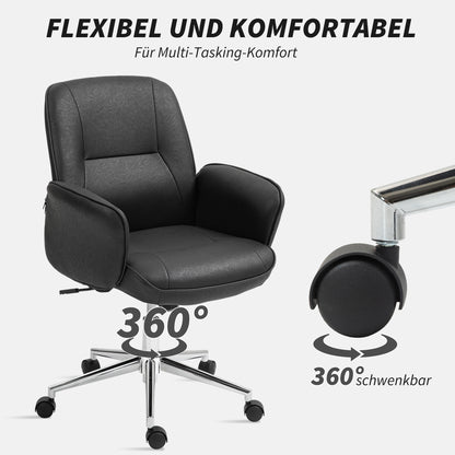Office Chair with Tilt Function Desk Chair Adjustable Swivel Chair Ergonomic Work Chair Modern Load Capacity up to 120 kg Microfiber Black 67 x 69 x 92-102 cm