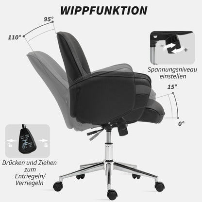 Office Chair with Tilt Function Desk Chair Adjustable Swivel Chair Ergonomic Work Chair Modern Load Capacity up to 120 kg Microfiber Black 67 x 69 x 92-102 cm