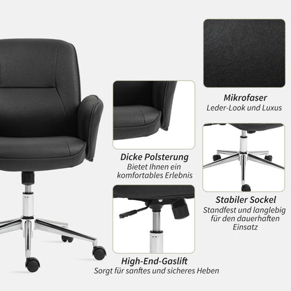 Office Chair with Tilt Function Desk Chair Adjustable Swivel Chair Ergonomic Work Chair Modern Load Capacity up to 120 kg Microfiber Black 67 x 69 x 92-102 cm