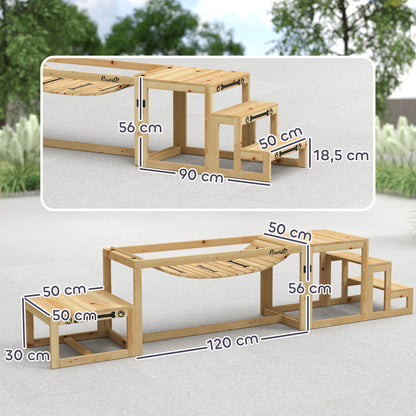 Dog Agility Training Equipment, 3 Piece Dog Agility Equipment Kit, Soft Bridge, Rest Platform, Stairs Included, Solid Wood, Natural Wood