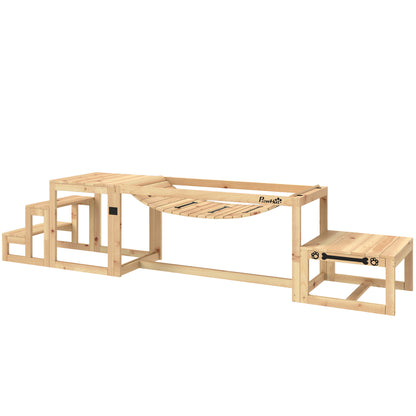 Dog Agility Training Equipment, 3 Piece Dog Agility Equipment Kit, Soft Bridge, Rest Platform, Stairs Included, Solid Wood, Natural Wood