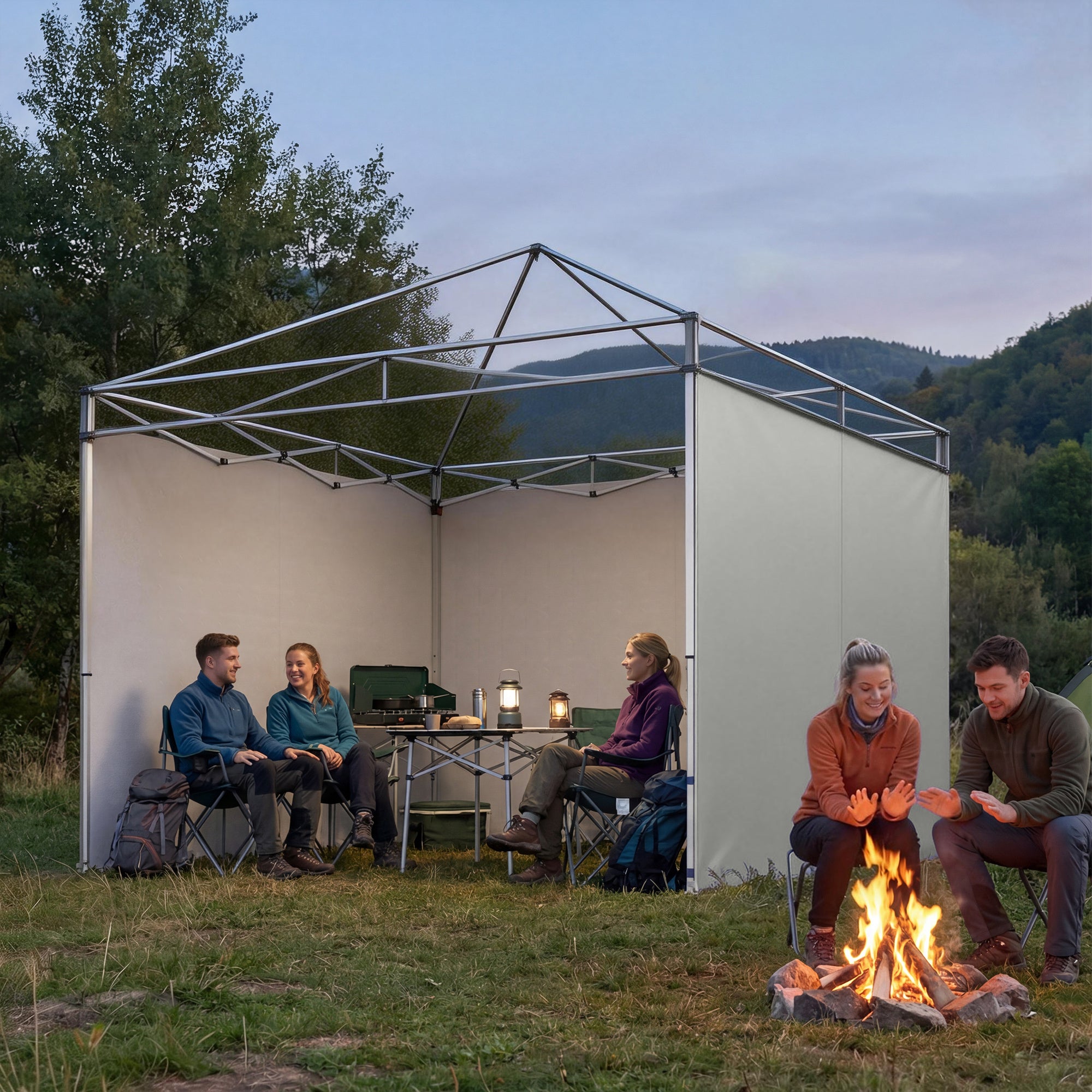 3-Pack Gazebo Sidewalls for 3 x 3 m (10 x 10 ft) — Zippered, UPF50+, Water-Resistant 210D Oxford Fabric, Light Gray