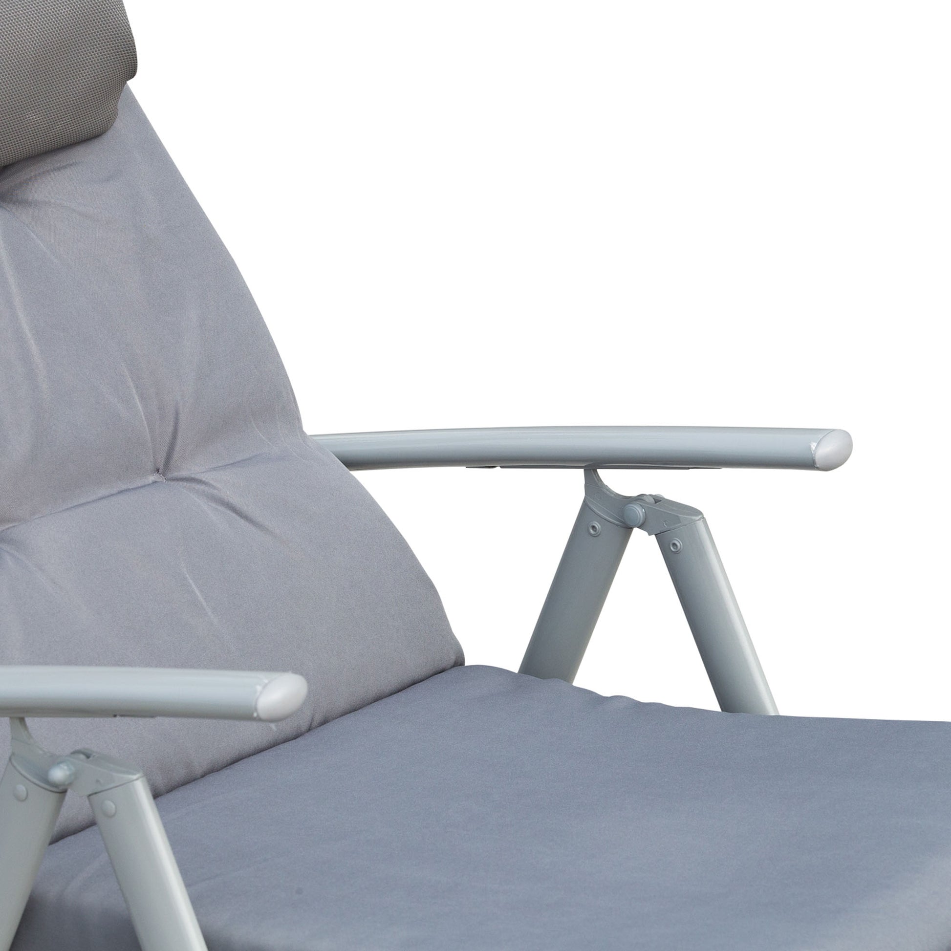 Foldable Sun Lounger Beach Lounger with Head Pillow Seat Cushion Recliner Chair with 7-Position Adjustable Backrest Garden Lounger Relaxing Lounger up to 165 kg Capacity, for Garden Vacation Outdoor, Gray