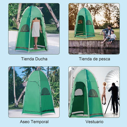 Portable Shower Tent Privacy Pop Up Tent with Hook 122x122x213 cm UPF30+ Changing Room for Camping Toilet WC Hiking Green