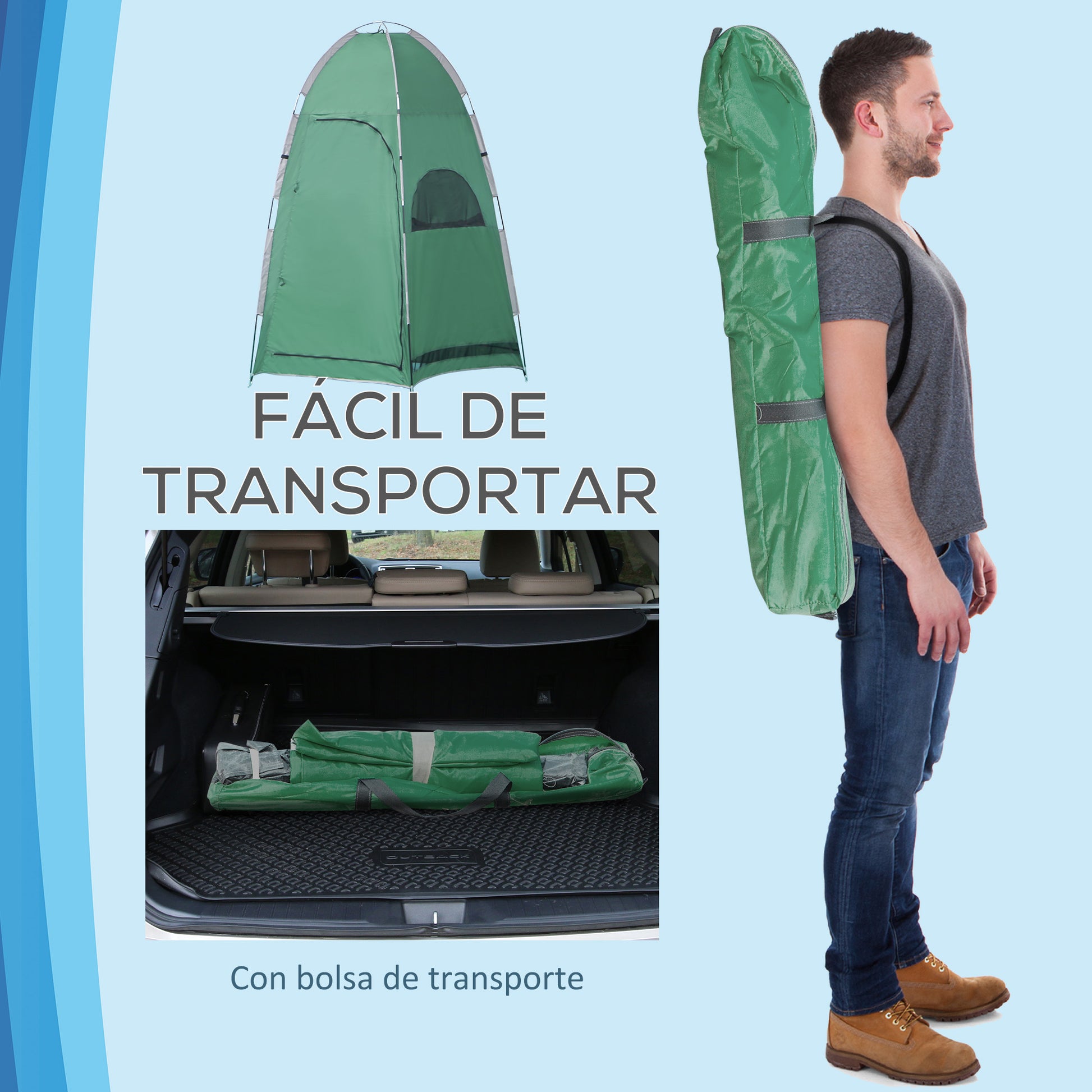 Portable Shower Tent Privacy Pop Up Tent with Hook 122x122x213 cm UPF30+ Changing Room for Camping Toilet WC Hiking Green