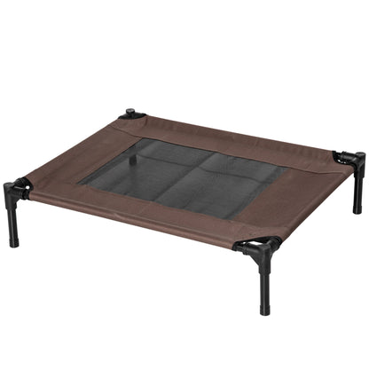Outdoor Dog Lounger, Elevated Dog Bed for Medium Large Dogs, Sturdy Pet Cot with Washable Mesh, Cat Bed Pet Bed Sleeping Place for Outdoor Camping, 76 x 61 x 18 cm, Brown