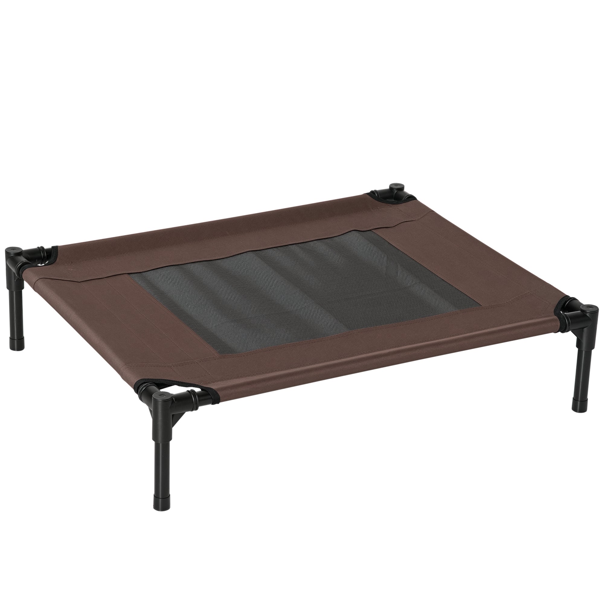 Outdoor Dog Lounger, Elevated Dog Bed for Medium Large Dogs, Sturdy Pet Cot with Washable Mesh, Cat Bed Pet Bed Sleeping Place for Outdoor Camping, 76 x 61 x 18 cm, Brown