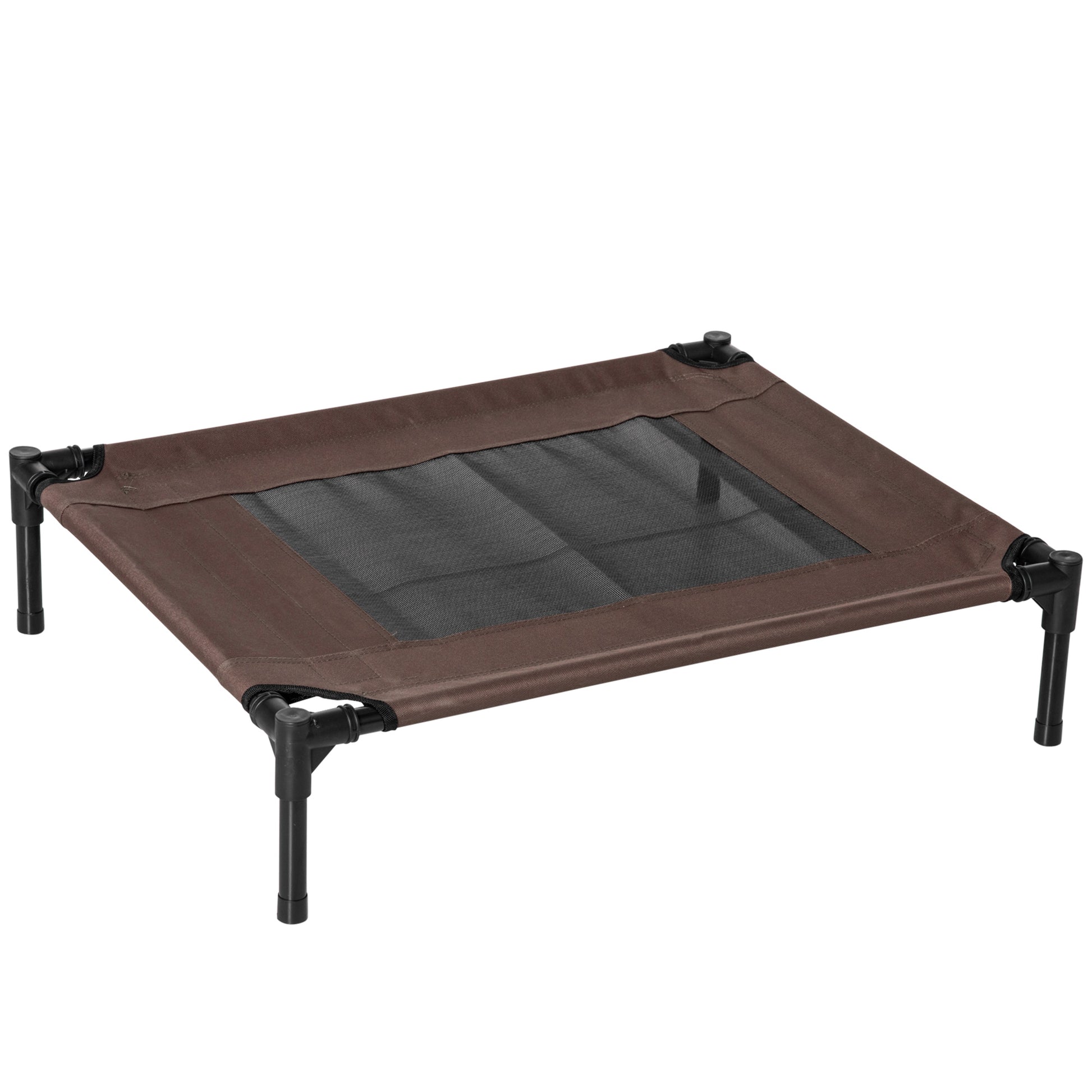 Outdoor Dog Lounger, Elevated Dog Bed for Medium Large Dogs, Sturdy Pet Cot with Washable Mesh, Cat Bed Pet Bed Sleeping Place for Outdoor Camping, 76 x 61 x 18 cm, Brown