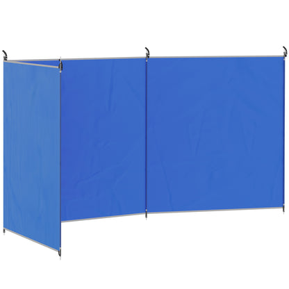 Camping Windbreak Privacy Screen with 4 Steel Poles & Carry Bag — 5.4 x 1.5 m (17.7 x 4.9 ft) — Blue