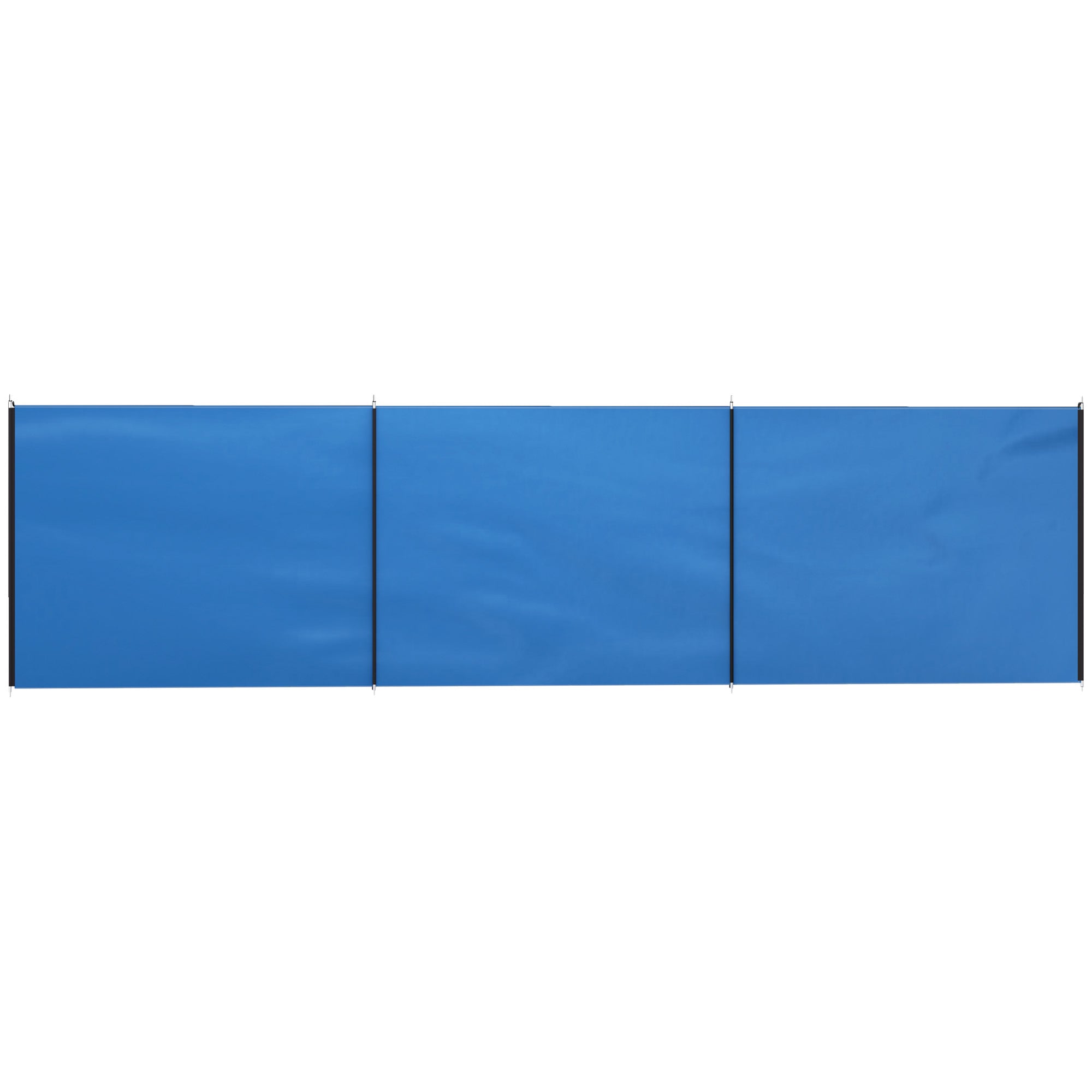 Camping Windbreak Privacy Screen with 4 Steel Poles & Carry Bag — 5.4 x 1.5 m (17.7 x 4.9 ft) — Blue