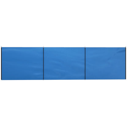 Camping Windbreak Privacy Screen with 4 Steel Poles & Carry Bag — 5.4 x 1.5 m (17.7 x 4.9 ft) — Blue