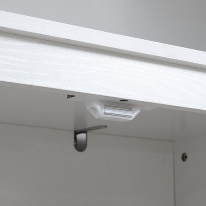 Modern Sideboard with 4 Doors, Adjustable Shelves, and Raised Base, Wooden Kitchen Cabinet, 80x40x182 cm, White