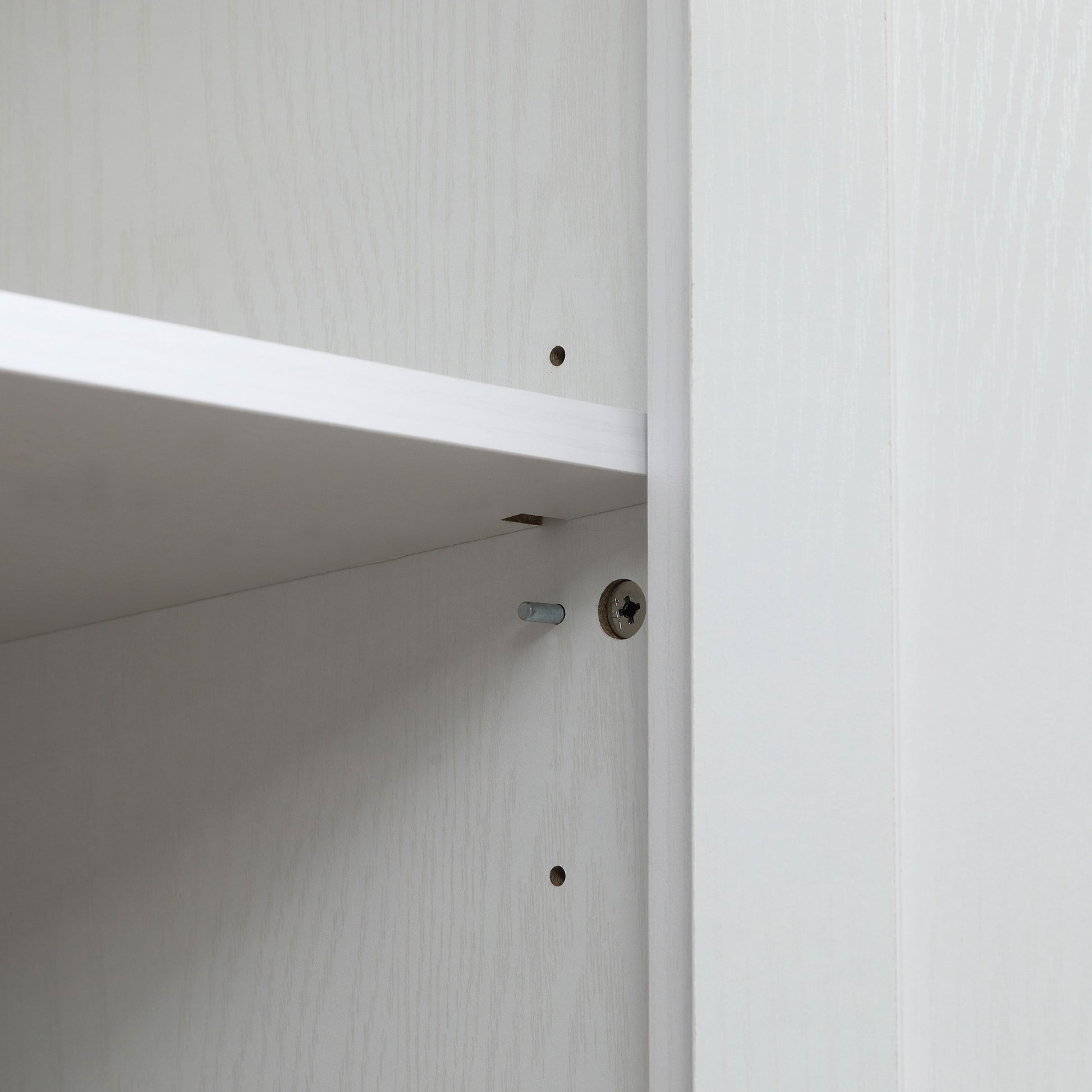 Modern Sideboard with 4 Doors, Adjustable Shelves, and Raised Base, Wooden Kitchen Cabinet, 80x40x182 cm, White