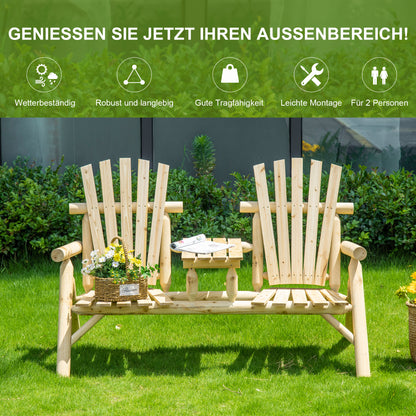 Garden Bench with Table, Garden Furniture, Bench, 2 Chairs, Solid Wood, Natural, 157 x 88 x 103 cm