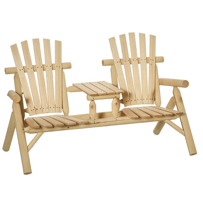 Garden Bench with Table, Garden Furniture, Bench, 2 Chairs, Solid Wood, Natural, 157 x 88 x 103 cm