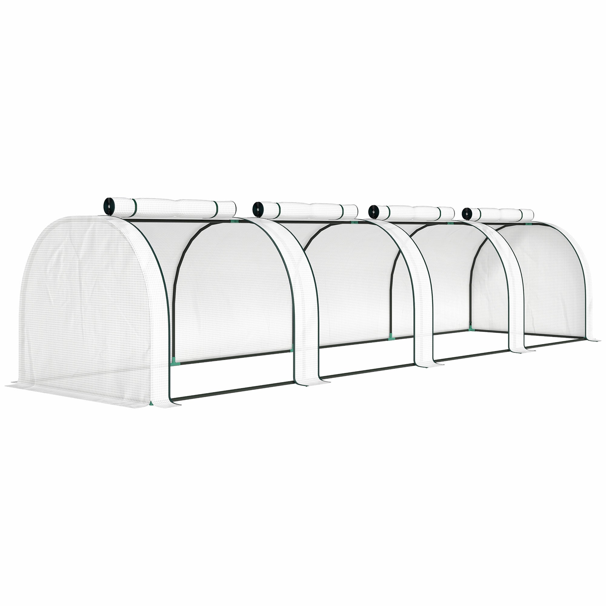 Polytunnel Greenhouse with Roll-Up Zipper Door, Steel Frame — 395 x 100 x 80 cm for Tomatoes & Vegetables (White)