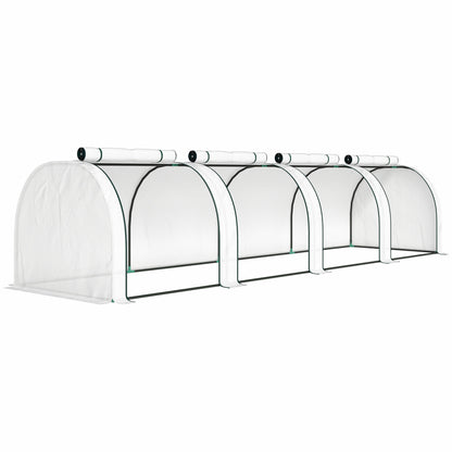 Polytunnel Greenhouse with Roll-Up Zipper Door, Steel Frame — 395 x 100 x 80 cm for Tomatoes & Vegetables (White)