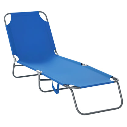 folding sun lounger garden lounger, sun lounger with 5-position adjustable backrest, weather-resistant camping lounger, garden chair loadable up to 120 kg, for garden vacation outdoor beach pool, blue