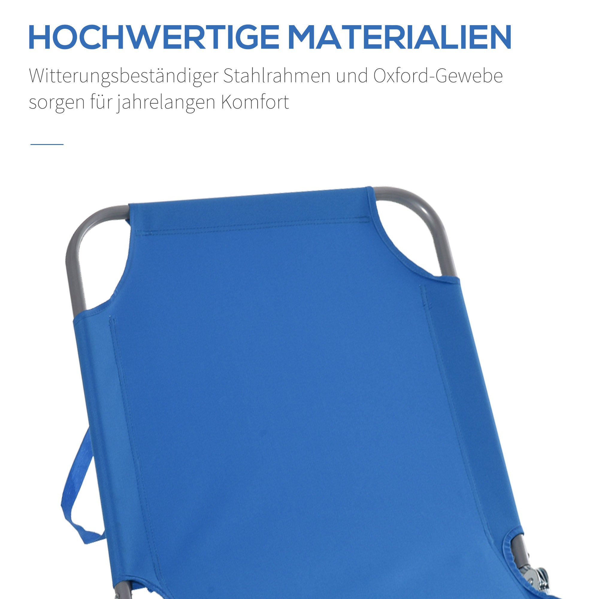 folding sun lounger garden lounger, sun lounger with 5-position adjustable backrest, weather-resistant camping lounger, garden chair loadable up to 120 kg, for garden vacation outdoor beach pool, blue