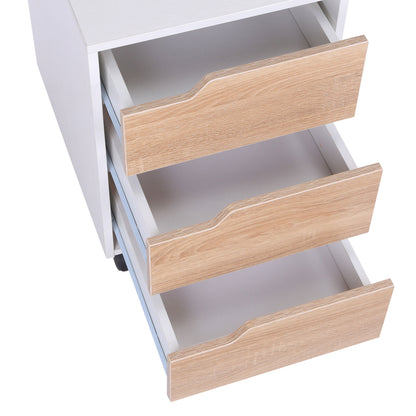 Office Filing Cabinet with Wheels, 3-Drawer File Cabinet for Desk Study 40x50x57.5 cm Oak and White