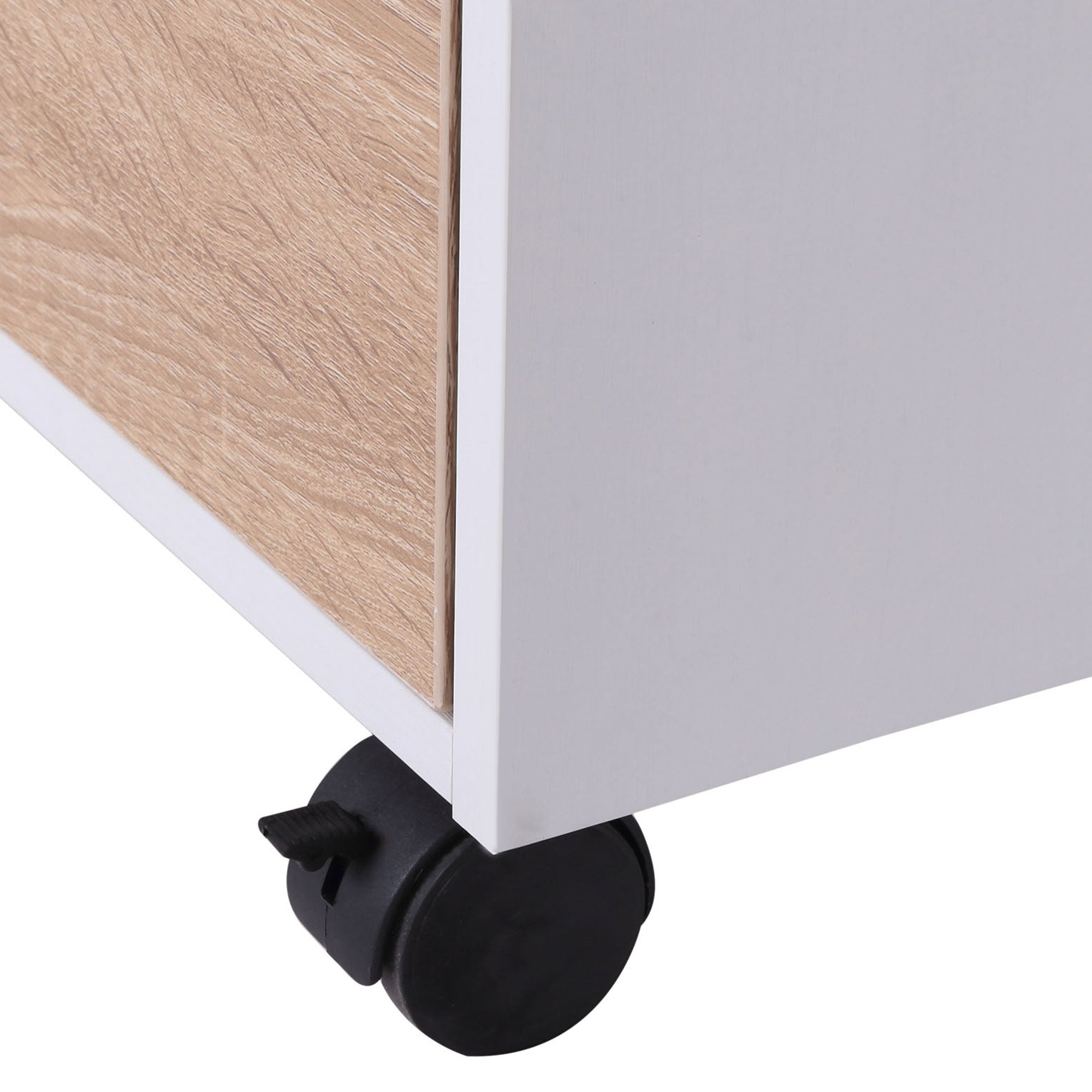 Office Filing Cabinet with Wheels, 3-Drawer File Cabinet for Desk Study 40x50x57.5 cm Oak and White