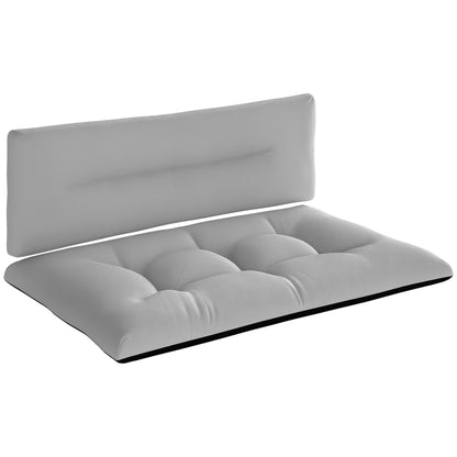 Pallet Cushions 2-Piece Set Water-Resistant Seat Cushion Pallet Pads with Tufted Design Backrest Outdoor Cushions Pallet Mattresses for Euro Pallets Pallet Sofa 120 x 77 x 10 cm Light Gray