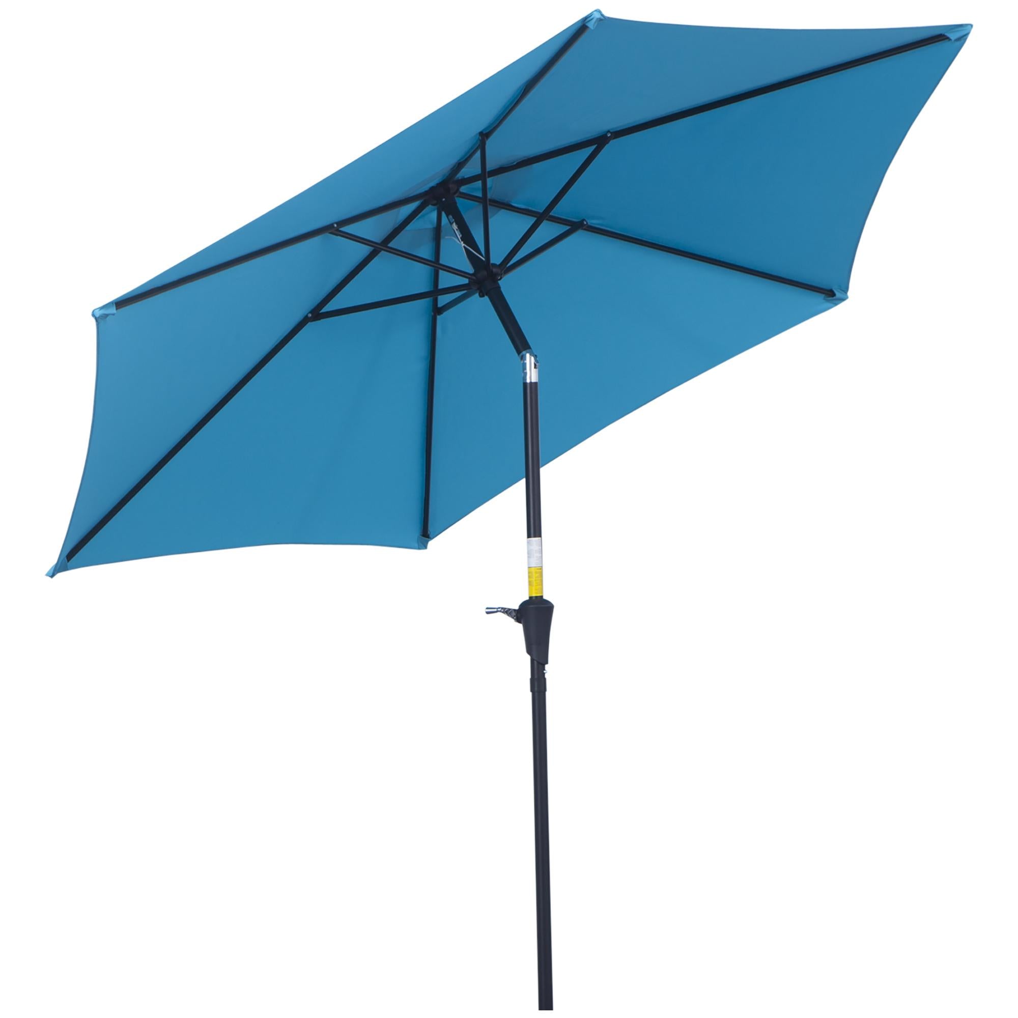Garden Umbrella Ø2.6x2.35m Tiltable with Crank Handle, Outdoor Umbrella with 6 Aluminum Struts, Metal and Polyester 180g/㎡, Blue