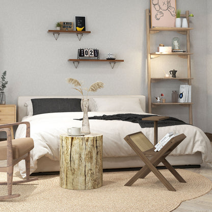 Side Table, Coffee Table in Tree Stump Design, Round Nightstand, Side Table for Living Room, Garden, Natural, Ø37 x 43 cm