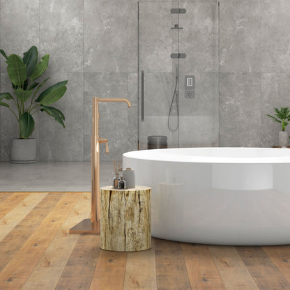 Side Table, Coffee Table in Tree Stump Design, Round Nightstand, Side Table for Living Room, Garden, Natural, Ø37 x 43 cm