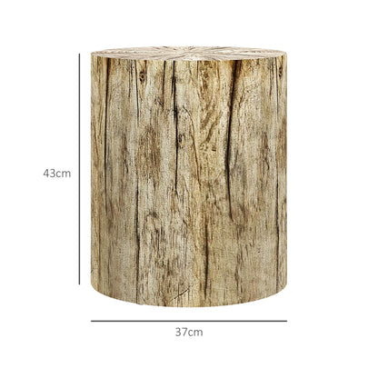 Side Table, Coffee Table in Tree Stump Design, Round Nightstand, Side Table for Living Room, Garden, Natural, Ø37 x 43 cm