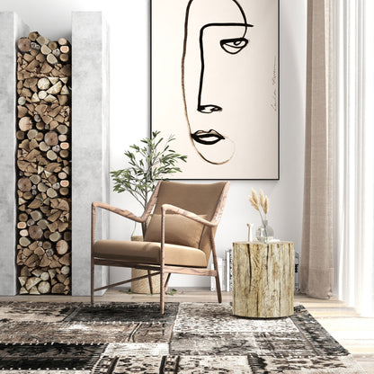 Side Table, Coffee Table in Tree Stump Design, Round Nightstand, Side Table for Living Room, Garden, Natural, Ø37 x 43 cm