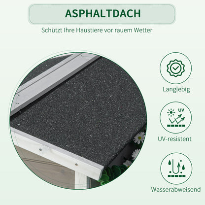 Wooden Cat House Winterproof Waterproof Cat Hut with Asphalt Roof Terrace Cat Cave Cat Box Outdoor Shelter for Outdoors Garden Balcony 115 x 66.5 x 74.7 cm Gray + White